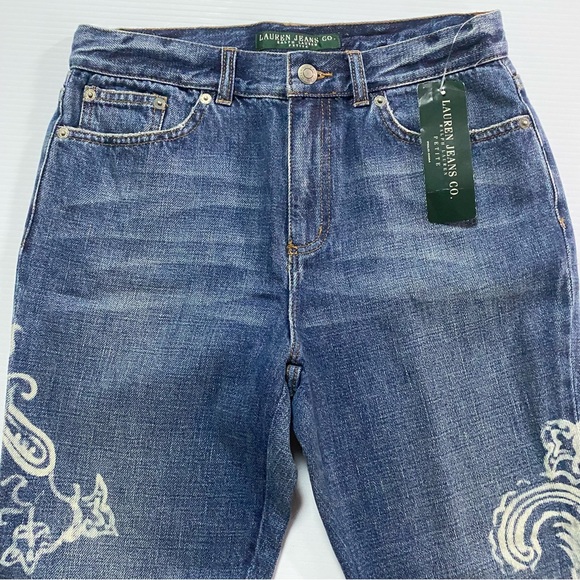 Ralph Lauren Denim - ⭐️HP⭐️ NEW Petite RALPH LAUREN INDIGO GROTTO PAISLEY SCROLL DESIGNER JEANS 2P